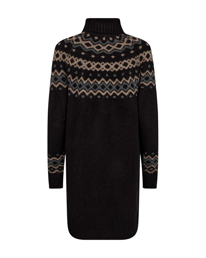 FQMERLA - KNITTED DRESS - BLACK AND BROWN