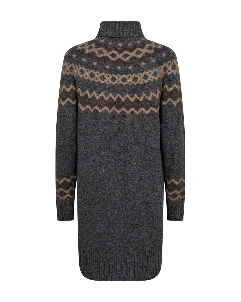 FQMERLA - KNITTED DRESS - BROWN AND GREY
