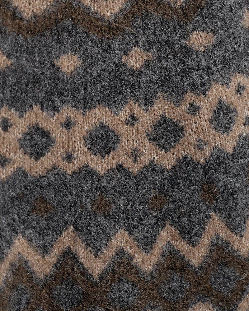FQMERLA - KNITTED DRESS - BROWN AND GREY