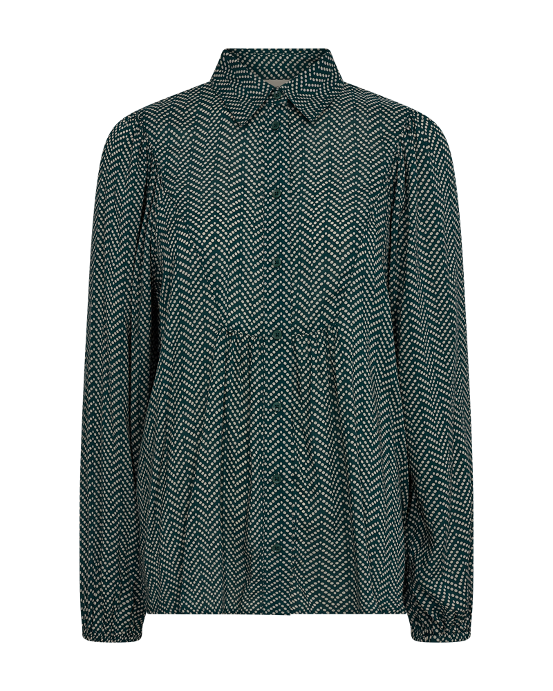 FQADNEY - BLOUSE WITH PATTERN - GREEN AND WHITE