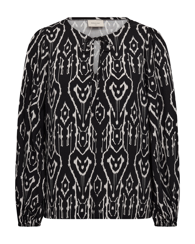 FQTIRI - BLOUSE WITH PRINT - BLACK