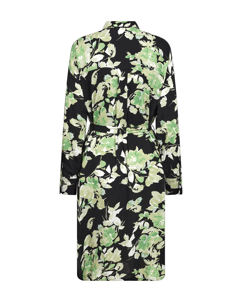 FQMISON - DRESS WITH FLORAL PRINT - BLACK AND GREEN