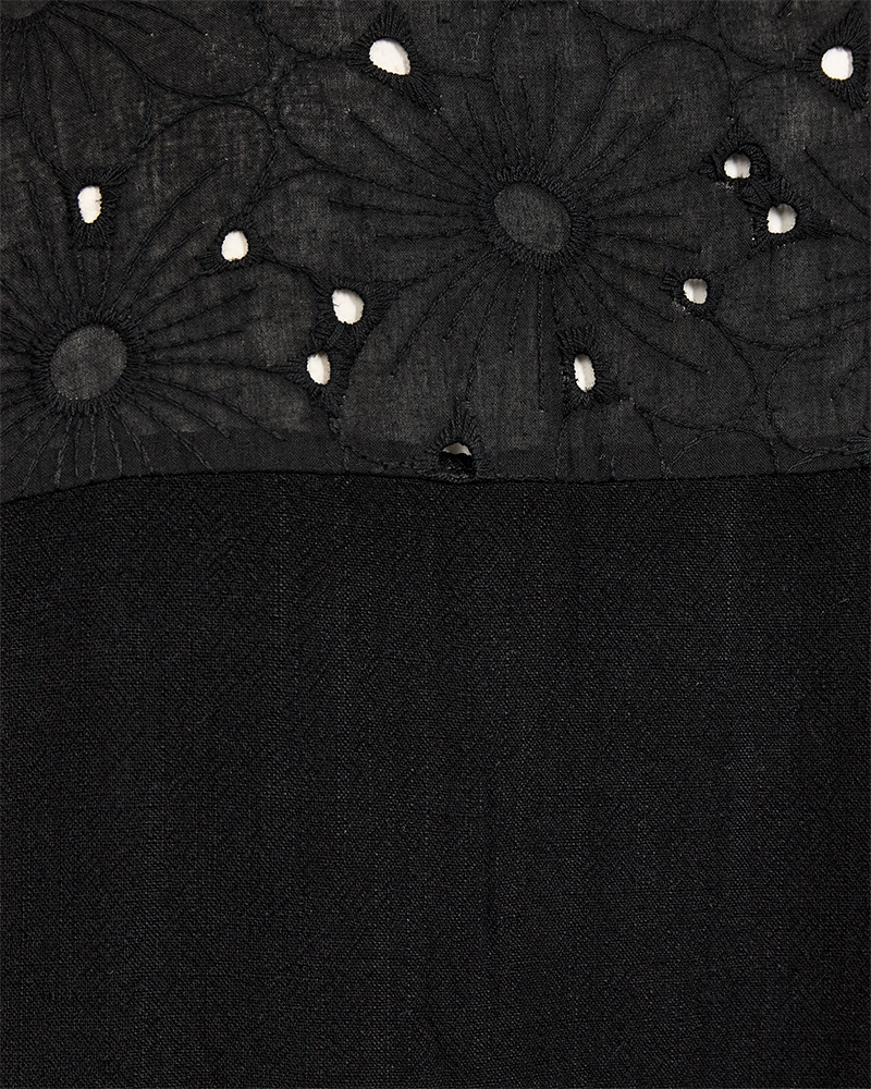 FQLARA - DRESS IN LINEN BLEND - BLACK
