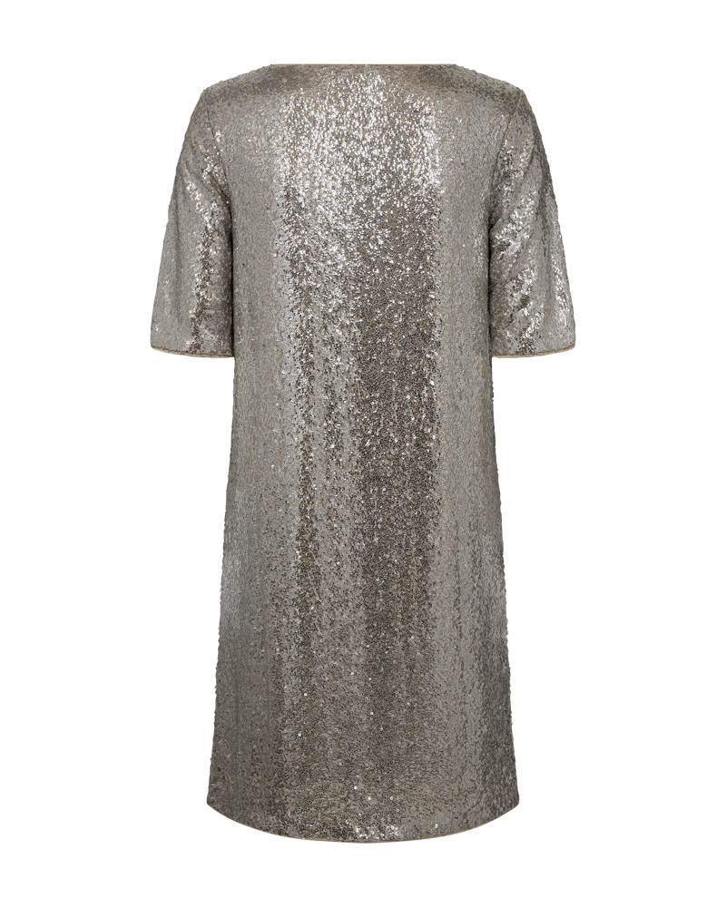FQBASAL - DRESS WITH SEQUINS - BEIGE AND GREY
