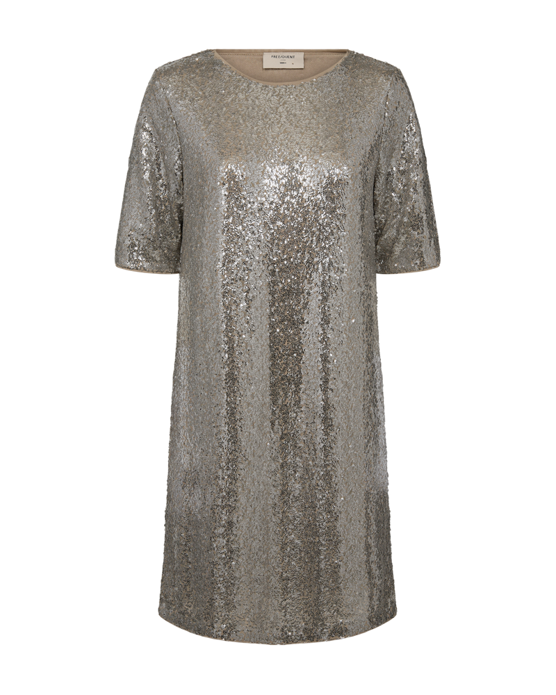 FQBASAL - DRESS WITH SEQUINS - BEIGE AND GREY