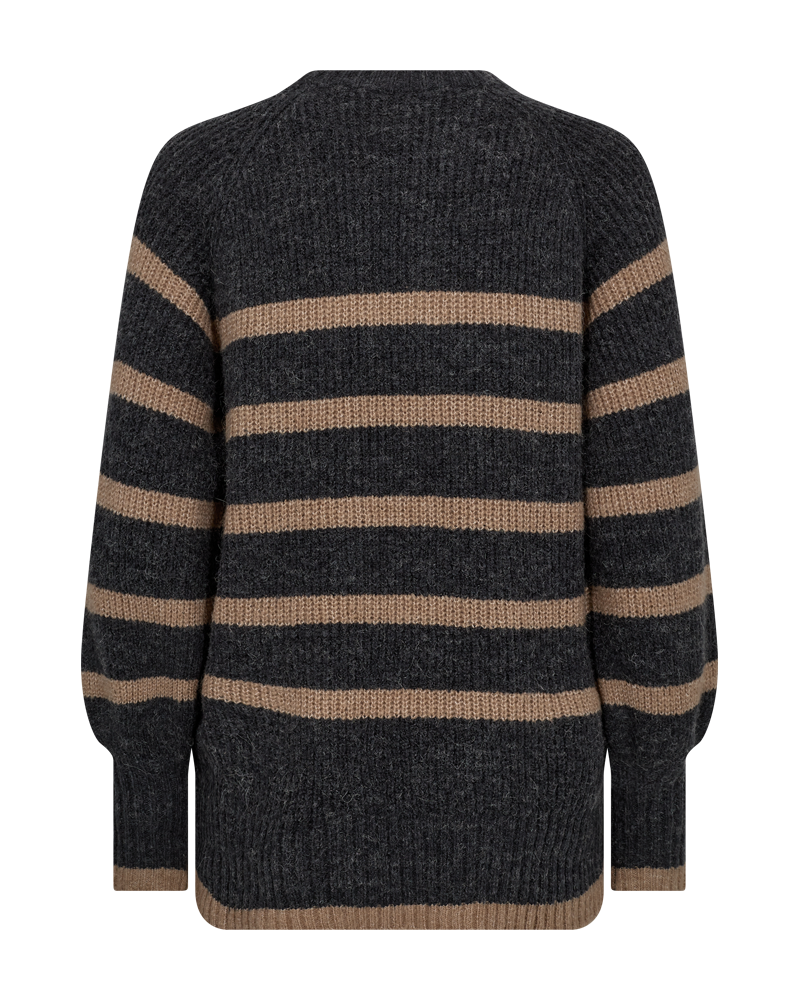 FQSILA - STRIPED KNITTET PULLOVER - BROWN AND GREY