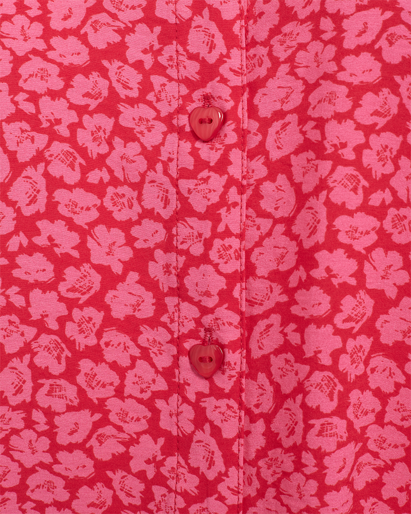 FQSAREY - DRESS WITH FLORAL PRINT - RED AND ROSE