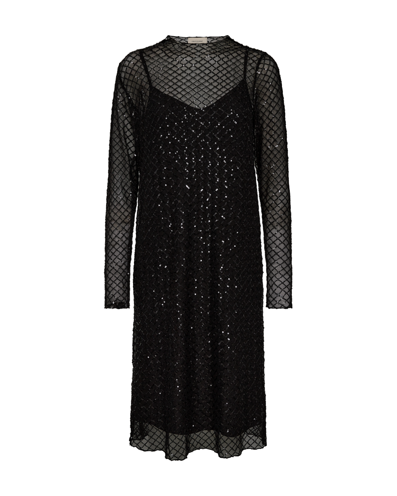FQHERLIG - DRESS WITH SEQUINS - BLACK