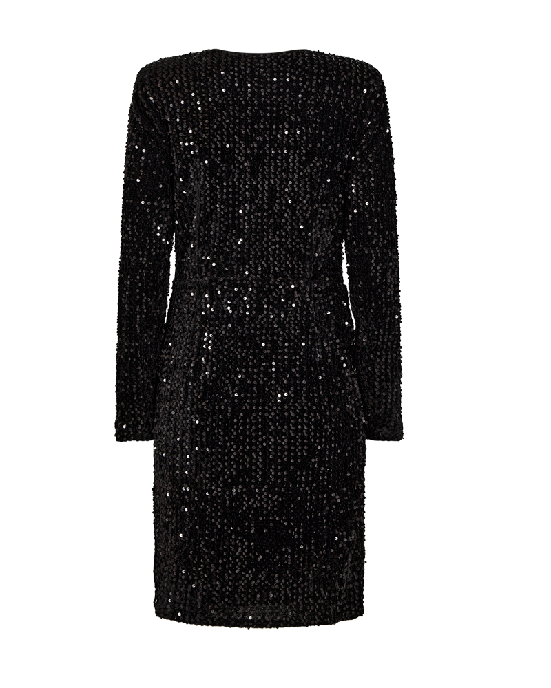 FQEVALY - DRESS WITH SEQUINS - BLACK