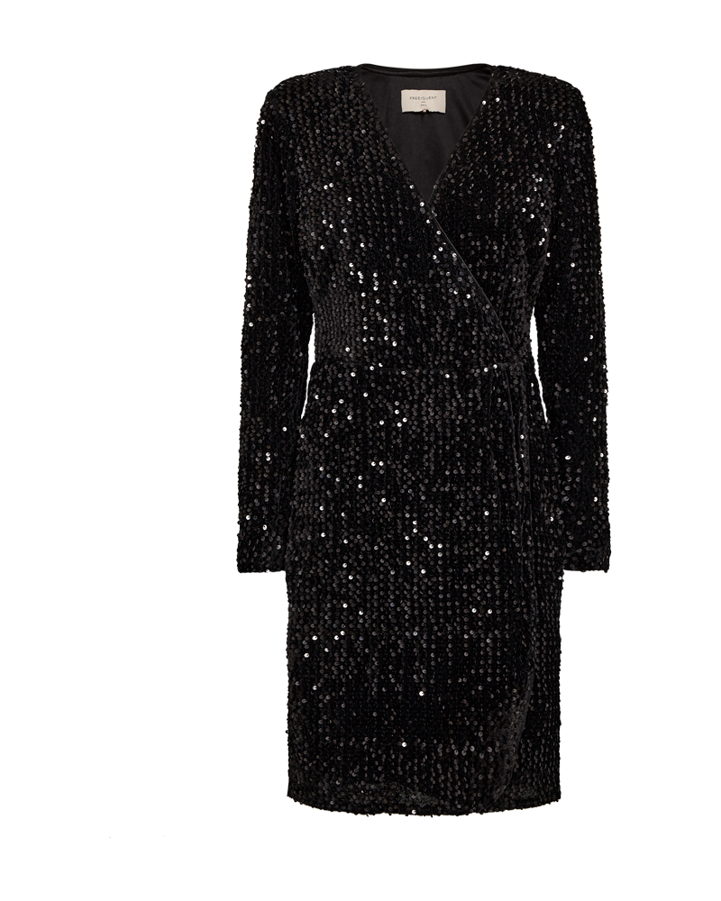 FQEVALY - DRESS WITH SEQUINS - BLACK