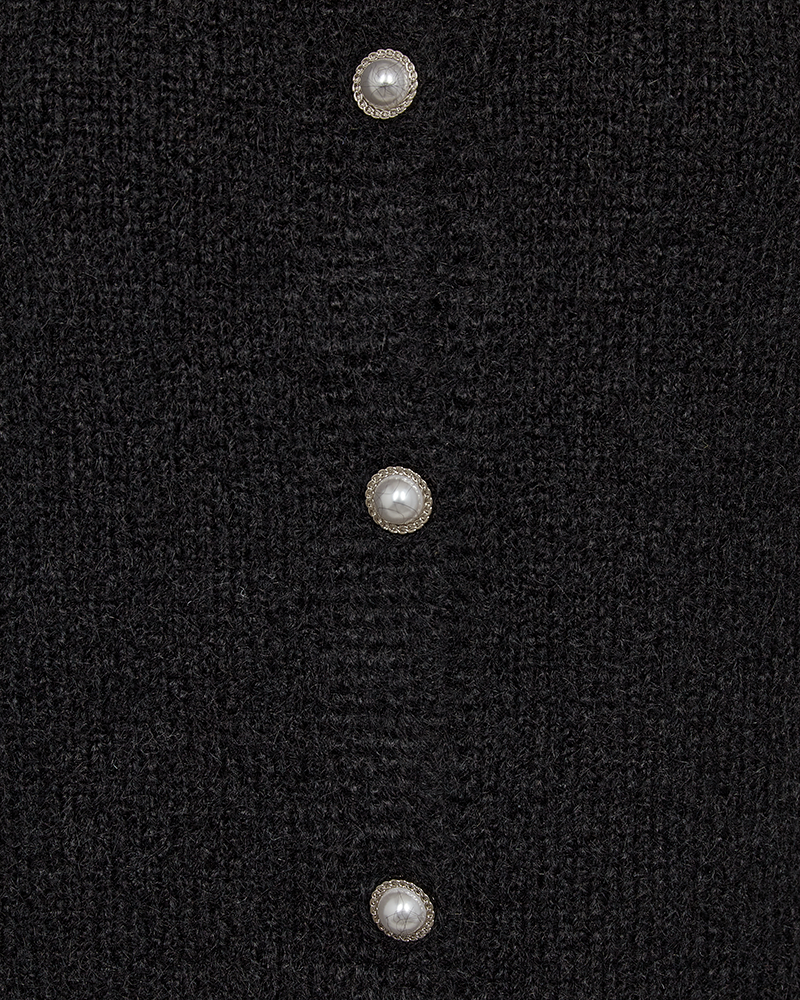 FQLOUISA - RIB KNIT CARDIGAN - BLACK