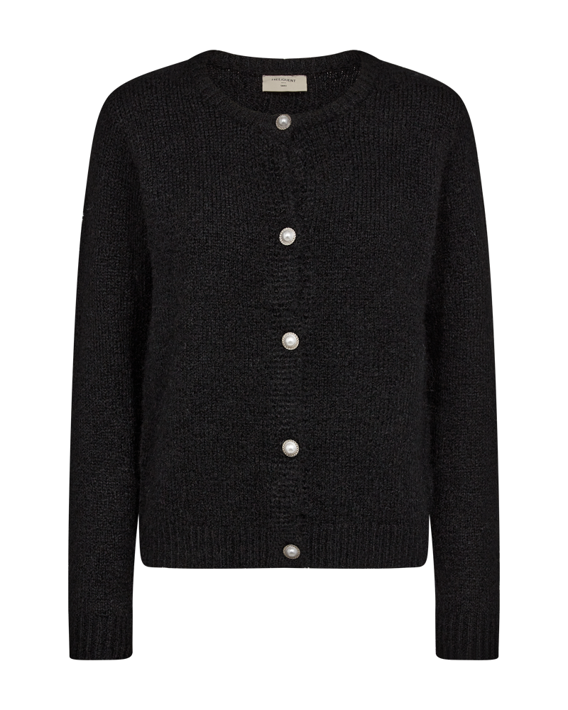 FQLOUISA - RIB KNIT CARDIGAN - BLACK