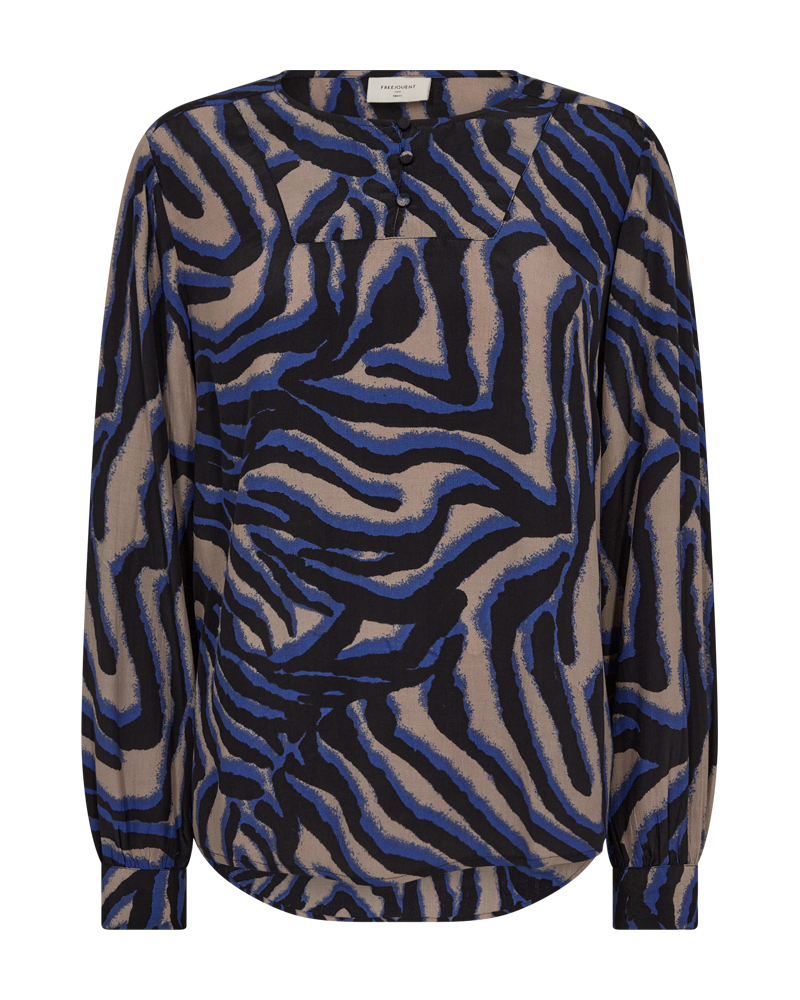 FQSEBREA - BLOUSE WITH PRINT - BEIGE AND BLUE