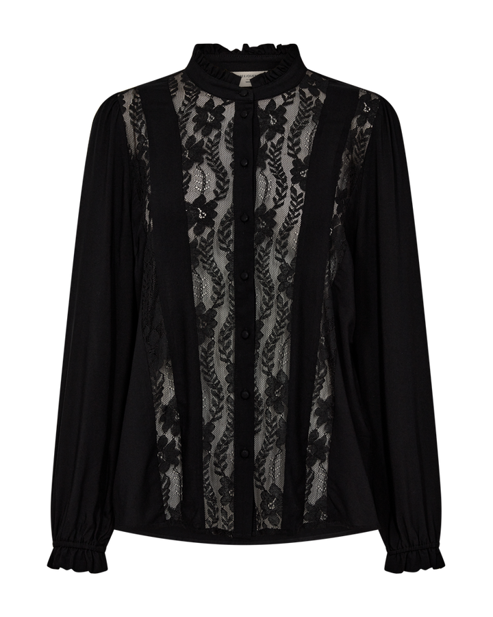 FQVIALIPA - SHIRT WITH LACES - BLACK