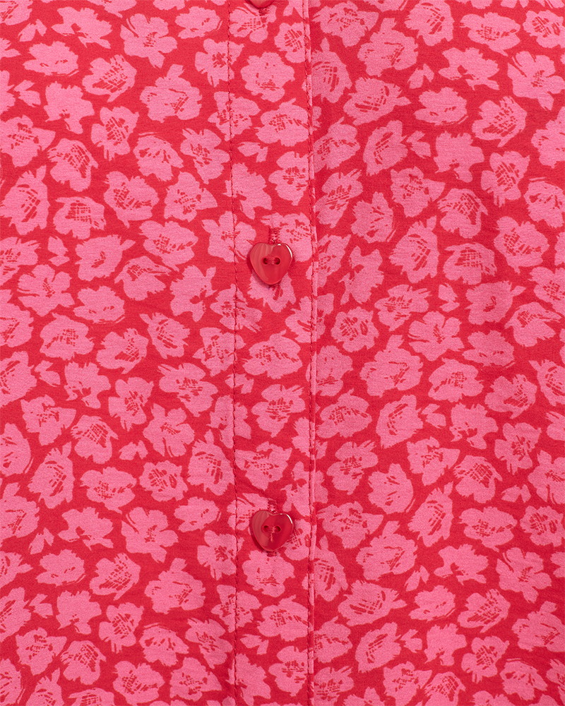 FQSAREY - SHIRT WITH FLORAL PRINT - RED AND ROSE