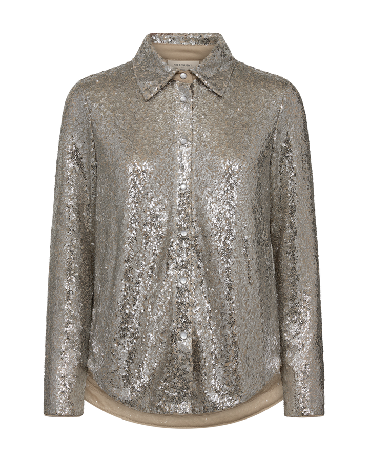 FQBASAL - SHIRT WITH SEQUINS - BEIGE AND GREY