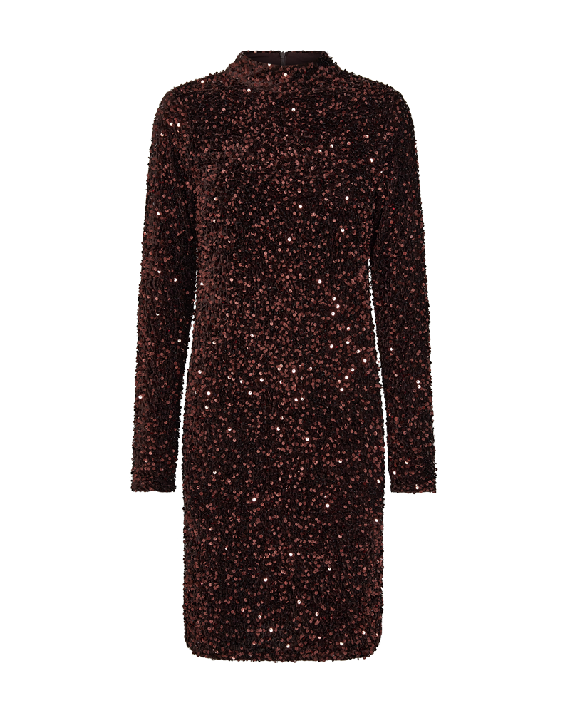 FQBAGLAM - DRESS WITH SEQUINS - BROWN