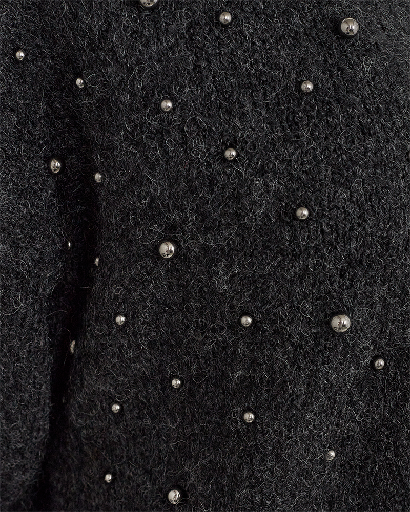 FQPEARL - KNITTED CARDIGAN - GREY