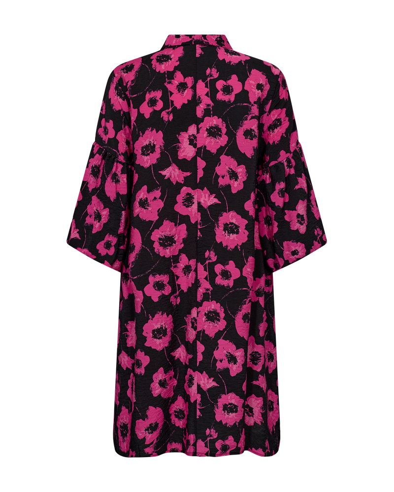 FQFLUSS - DRESS WITH FLORAL PRINT - BLACK AND ROSE