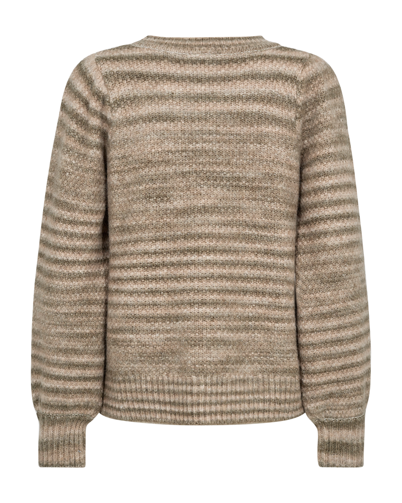 FQPULZY - KNIT PULLOVER WITH STRIPES - GREEN AND BEIGE