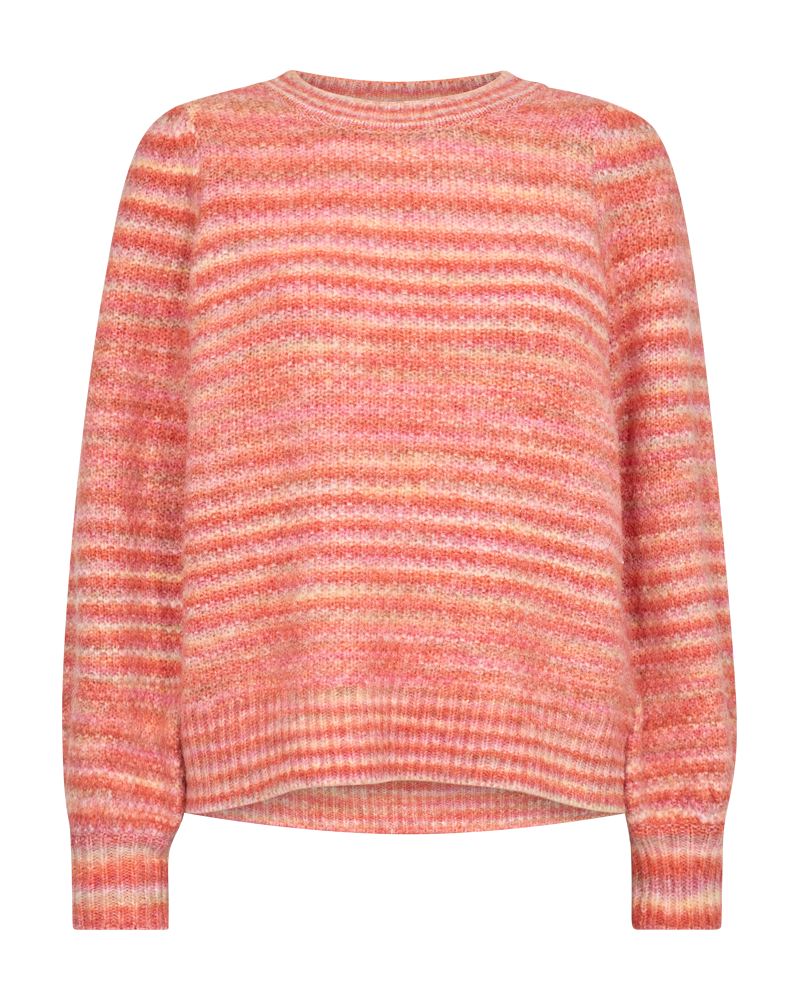 FQPULZY - KNIT PULLOVER WITH STRIPES - ORANGE AND BEIGE