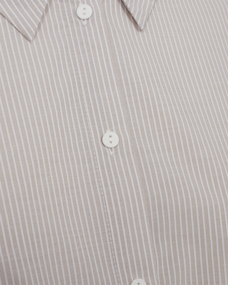 FQLINDIN - SHIRT WITH STRIPES - WHITE AND BEIGE
