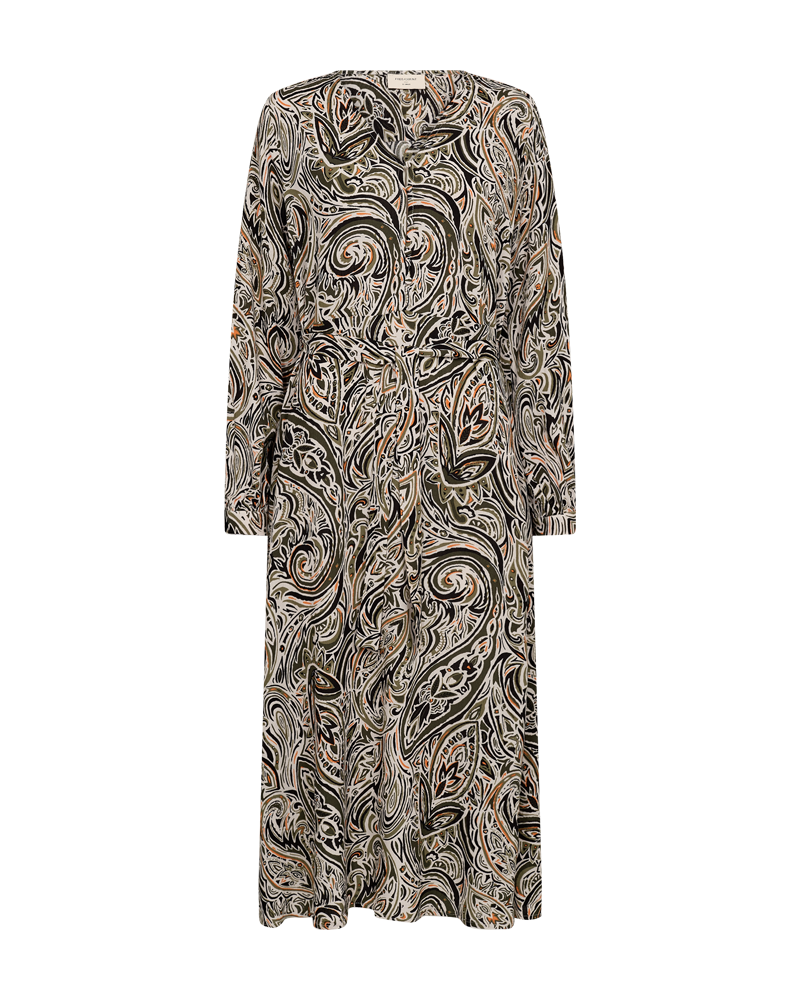FQDOLANA - DRESS - GREEN AND BEIGE