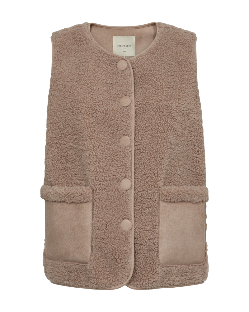 FQLAMBY - TEDDY WAISTCOAT - BROWN