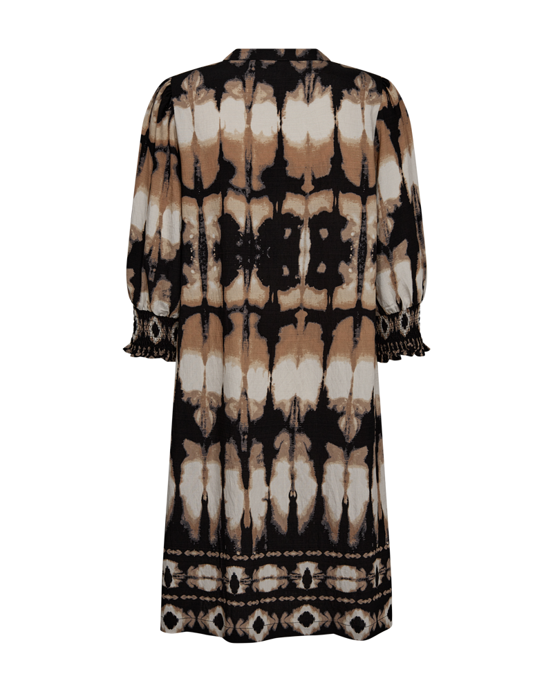FQABY - DRESS WITH PATTERN PRINT - BEIGE AND BLACK