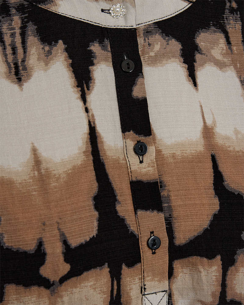 FQABY - DRESS WITH PATTERN PRINT - BEIGE AND BLACK
