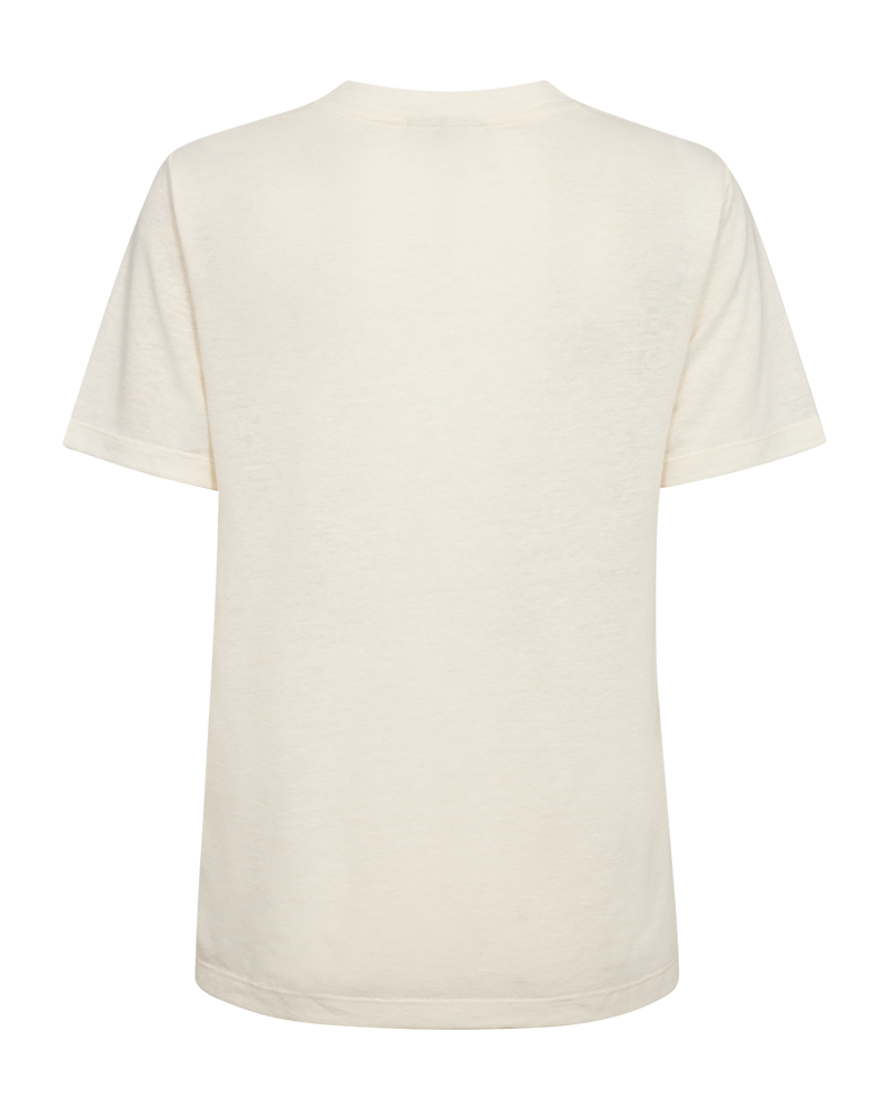 FQHILLE - LINEN BLEND T-SHIRT WITH V-NECK - WHITE