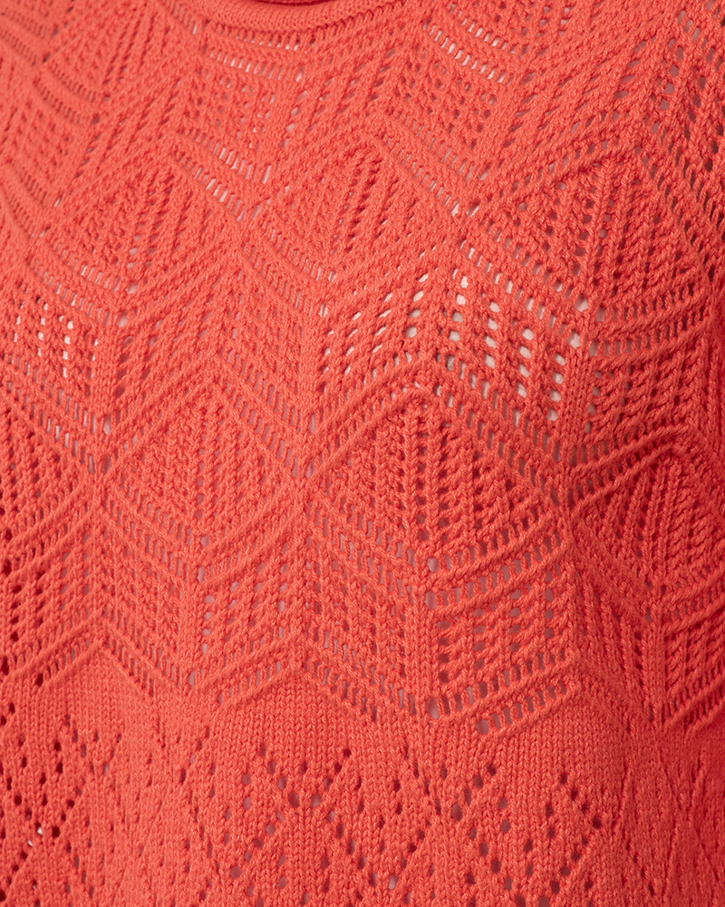 FQCOTLA - PULLOVER WITH HOLE PATTERN - ORANGE