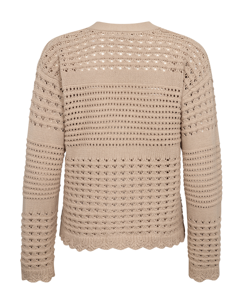 FQCOTLA - CARDIGAN WITH HOLE PATTERN - BEIGE