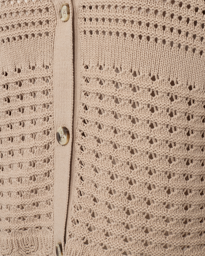 FQCOTLA - CARDIGAN WITH HOLE PATTERN - BEIGE