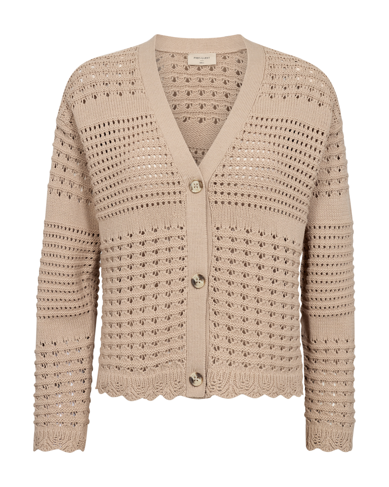 FQCOTLA - CARDIGAN WITH HOLE PATTERN - BEIGE