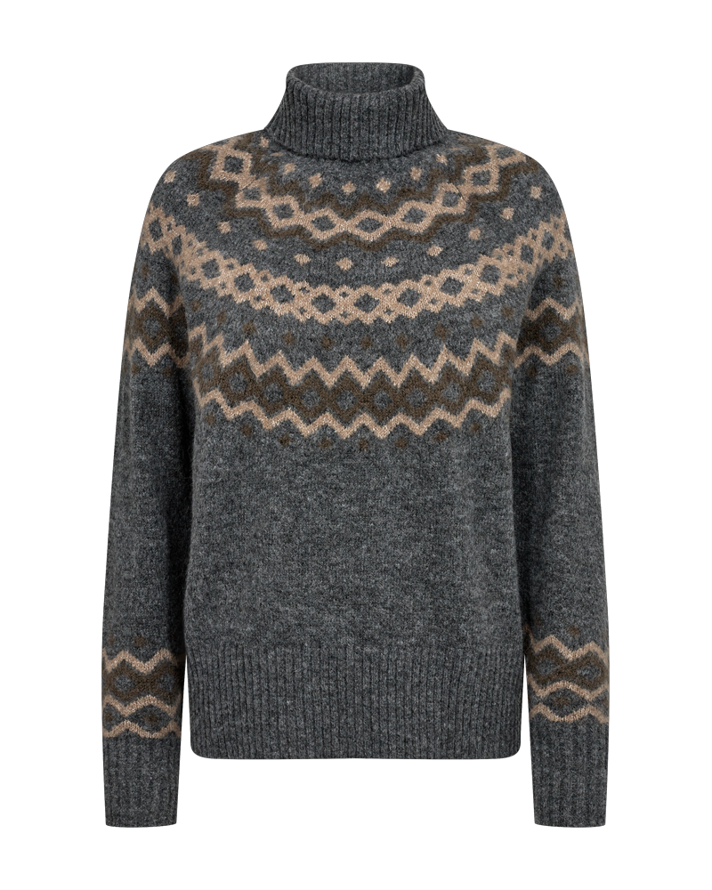 FQMERLA - KNITTED TURTLENECK - GREY AND BROWN