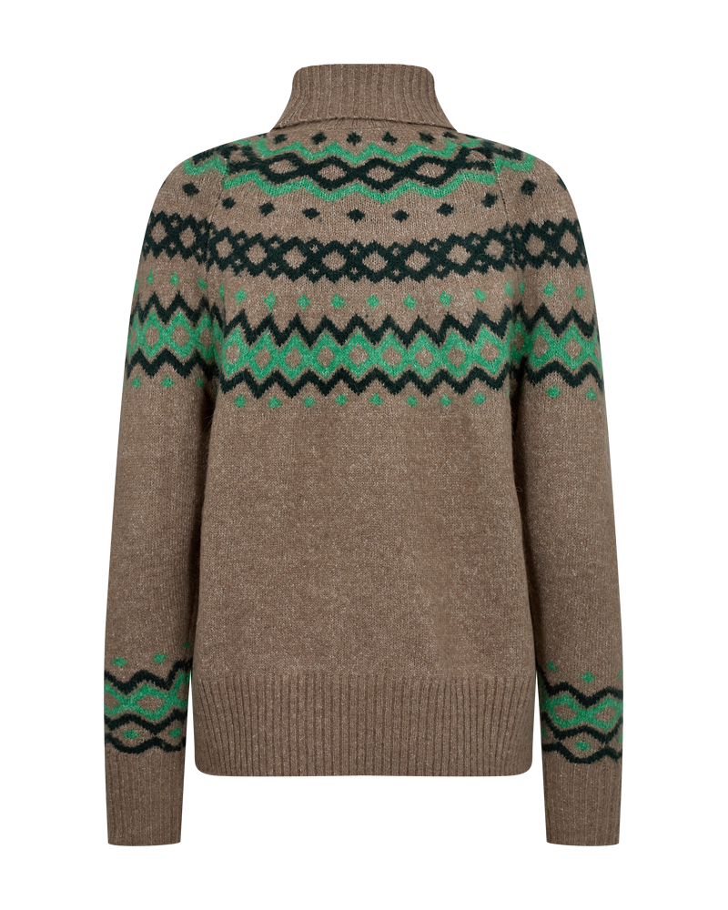 FQMERLA - KNITTED TURTLENECK - GREEN AND BROWN