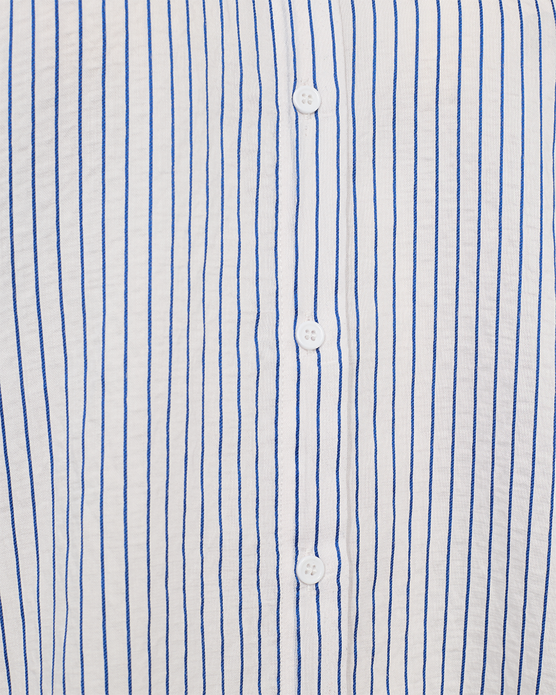 FQSHAGY - STRIPED SHIRT WITH DETACHABLE FLOWER - WHITE AND BLUE