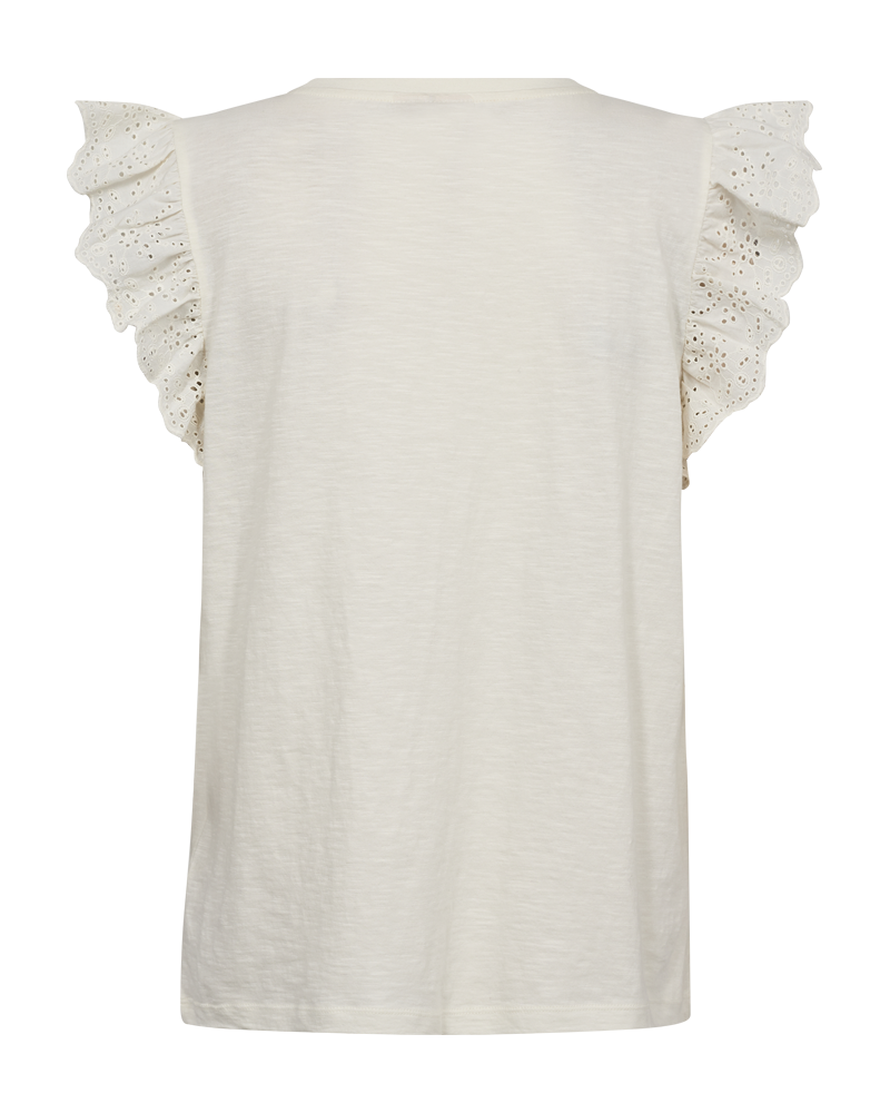 FQAZING - T-SHIRT WITH RUFFLE SLEEVES - WHITE