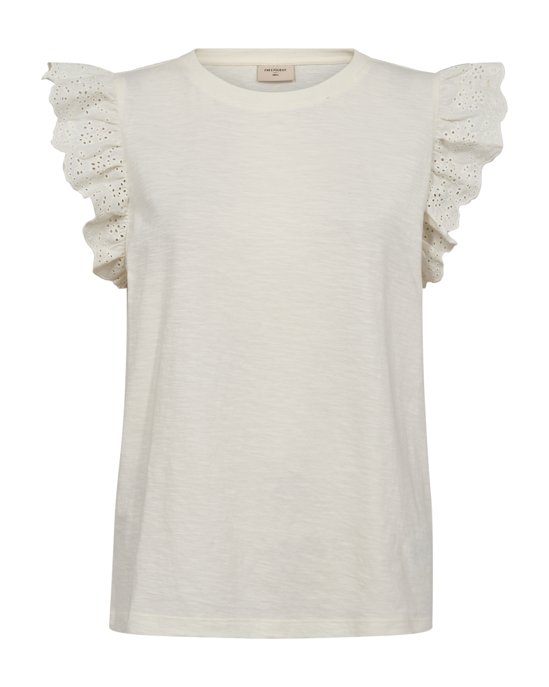 FQAZING - T-SHIRT WITH RUFFLE SLEEVES - WHITE