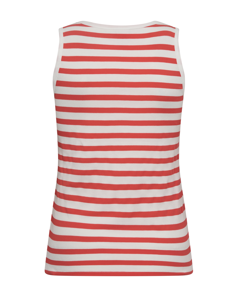 FQEFFY - RIB-KNITTET TOP WITH STRIPES - WHITE AND ORANGE