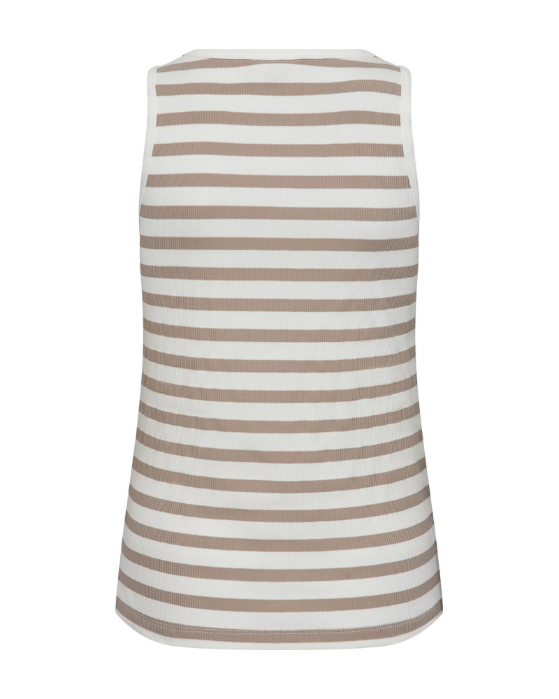 FQEFFY - STRIPED TOP - WHITE AND BROWN