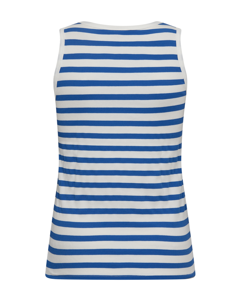FQEFFY - RIB-KNITTET TOP WITH STRIPES - WHITE AND BLUE