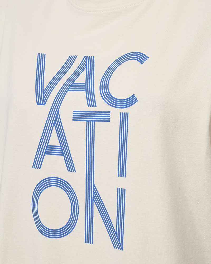 FQFENJAL - T-SHIRT WITH PRINT - WHITE AND BLUE