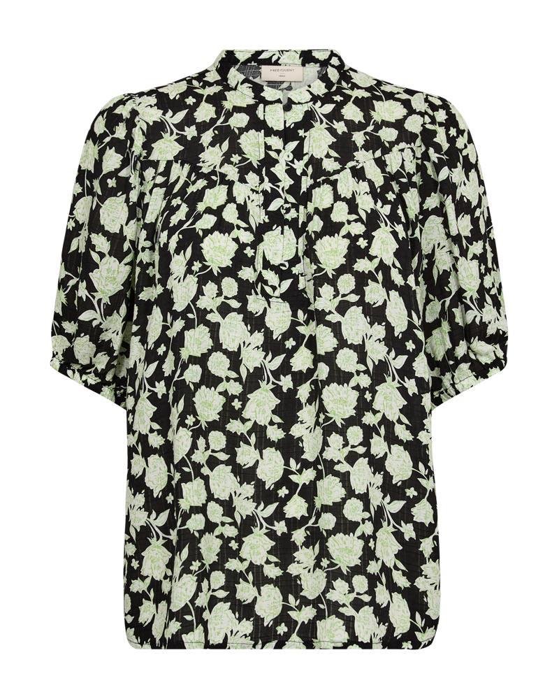 FQEBELLO - BLOUSE WITH FLORAL PRINT - BLACK AND GREEN