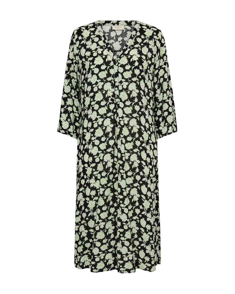 FQEBELLO - DRESS WITH FLORAL PRINT - BLACK AND GREEN