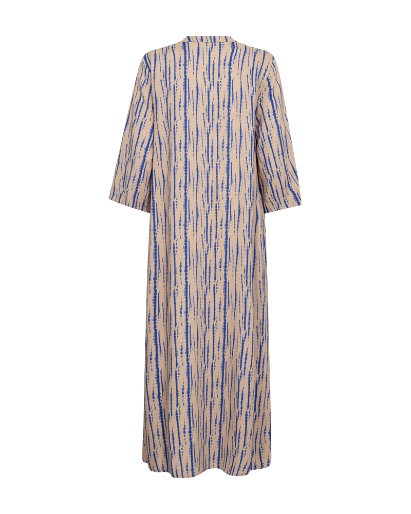 FQLARIN - LINEN BLEN DRESS - BEIGE AND BLUE