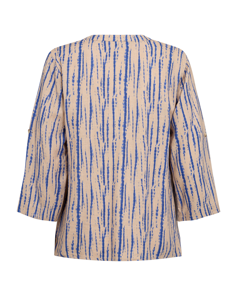 FQLARIN - LINEN BLEND BLOUSE - BEIGE AND BLUE