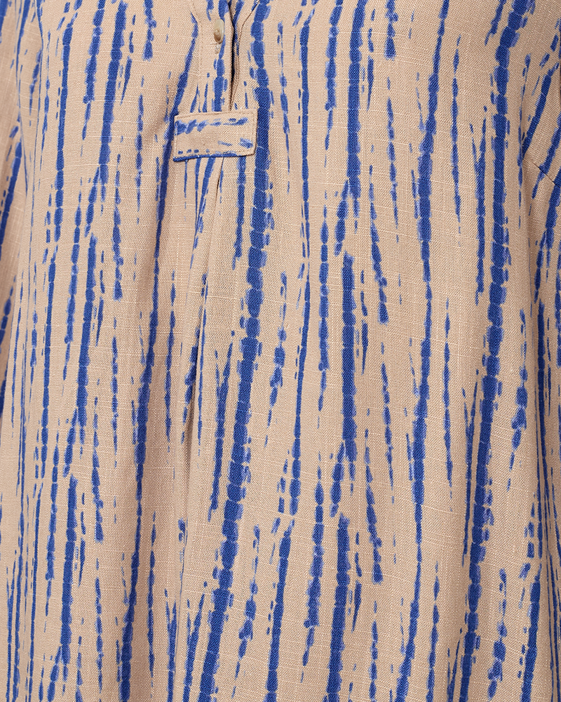 FQLARIN - LINEN BLEND BLOUSE - BEIGE AND BLUE