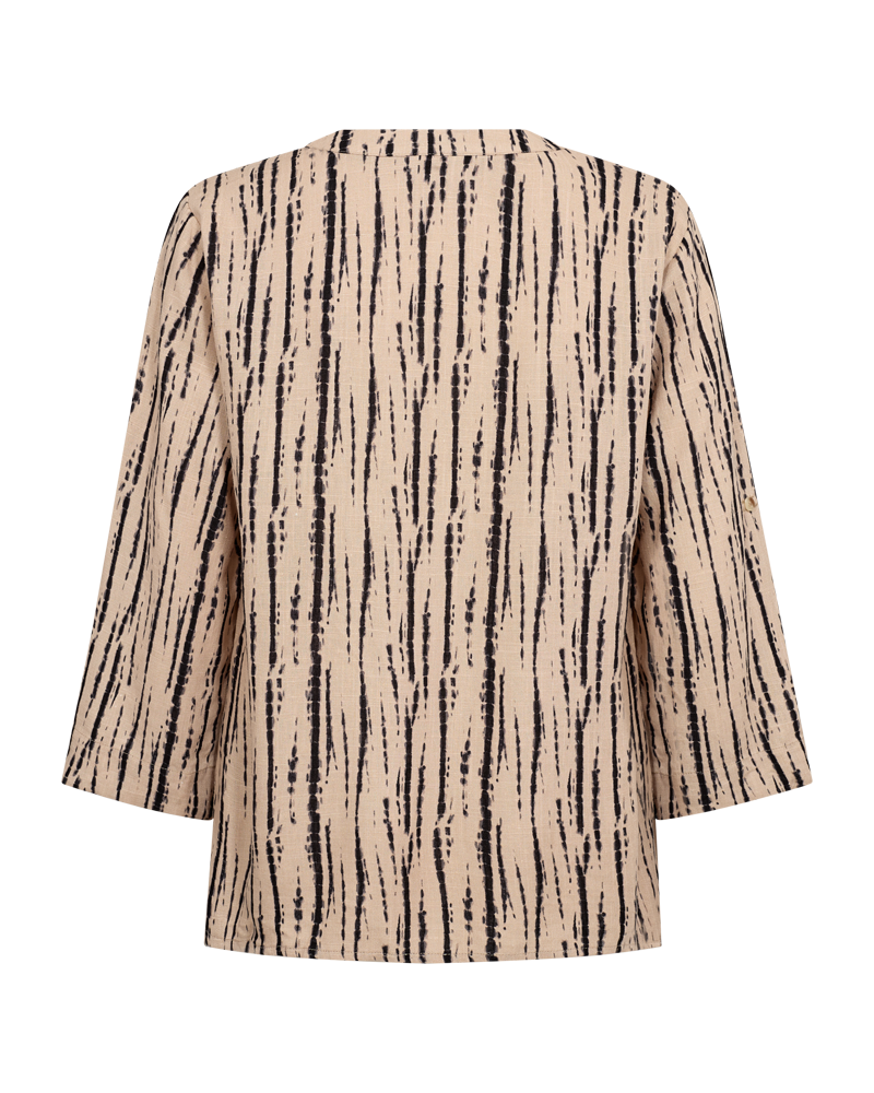 FQLARIN - LINEN BLOUSE - BEIGE AND BLACK